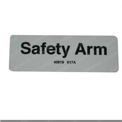43619: Aftermarket JLG Decal - Safety Arm
