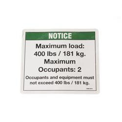44983: Aftermarket Genie Decal Notice Max Cap 400 Lbs