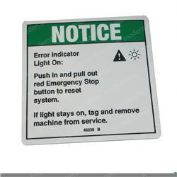 46238: Aftermarket Genie Decal - Notice Error Light