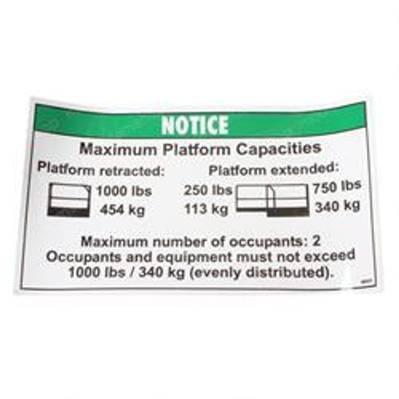 48331: Aftermarket Genie Decal Notice Max Cap 1000/250