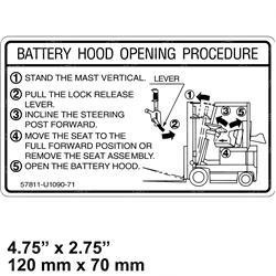 57811-U1090-71: Aftermarket Toyota Forklift Decal - Indicator Hood Open