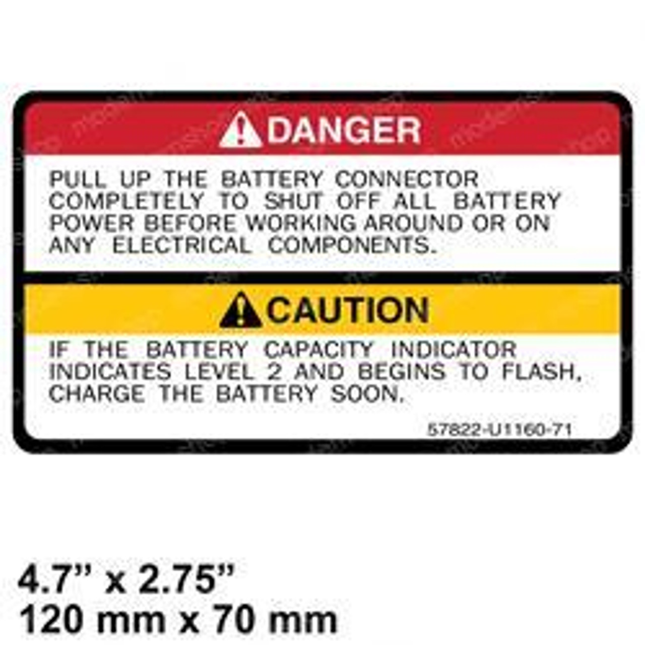 57822-U1160-71: Aftermarket Toyota Forklift Indicator Drive Caution