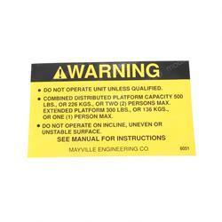 6051: Aftermarket MEC (Mayville Eng) Decal - Operators 500-300#