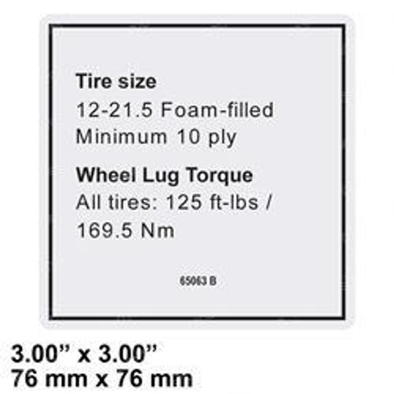65063: Aftermarket Genie Decal - Notice Tire Specs