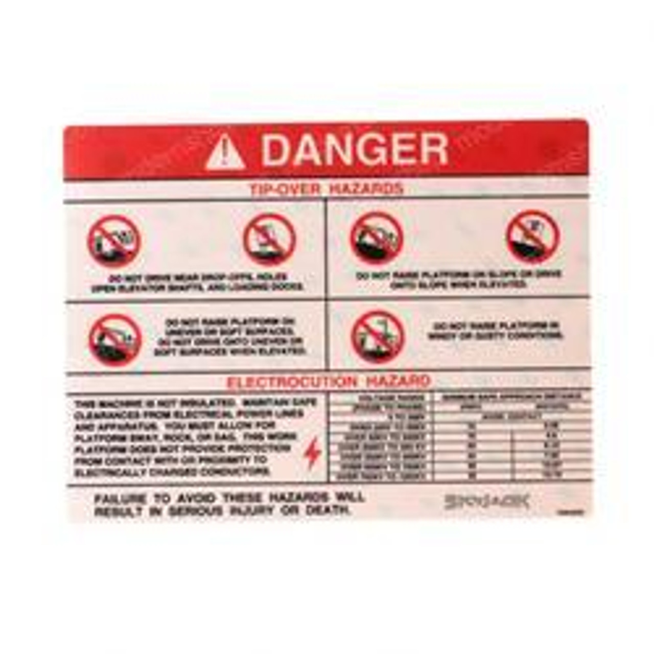 700026: Aftermarket Skyjack Decal - Danger