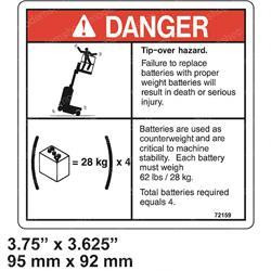 72159: Aftermarket Genie Decal Tip-over Batteries Gr