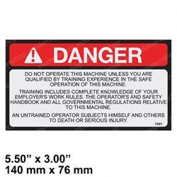 7376007491: Aftermarket Grove / Manlift Decal - Danger Qualified Oper