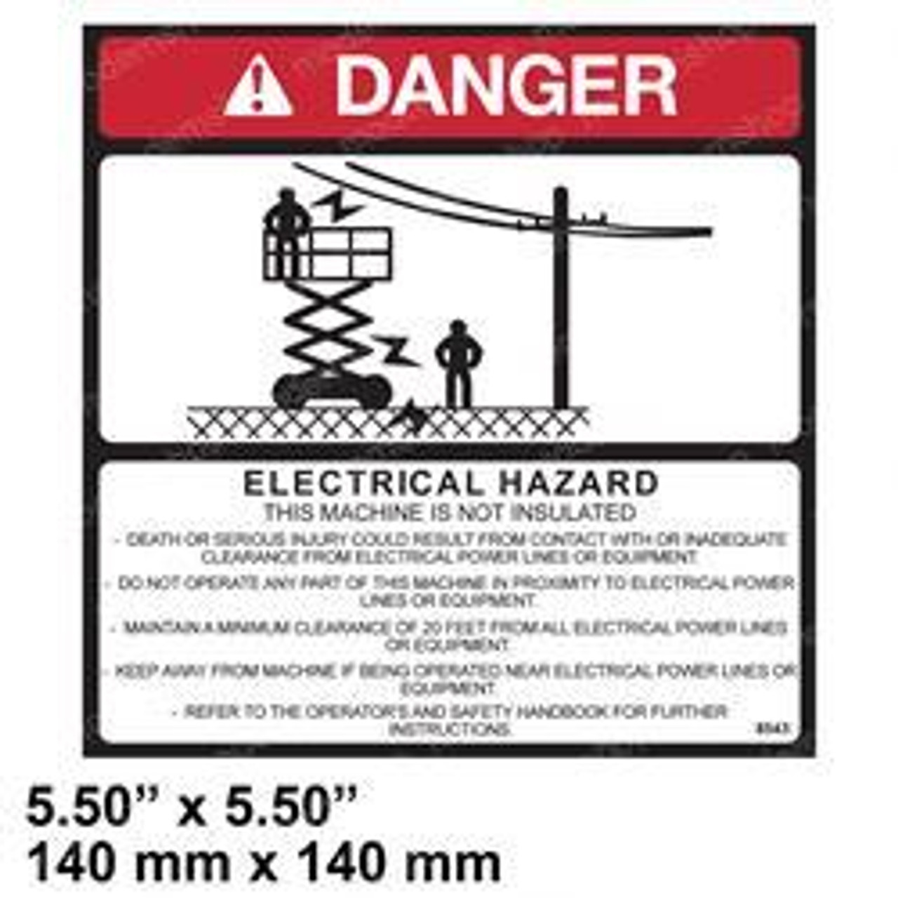 7376008543: Aftermarket Grove / Manlift Decal - Danger Electrical Haz 7376008543: Aftermarket Grove / Manlift Decal - Danger Electrical Haz