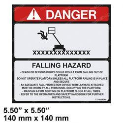 7376009266: Aftermarket Grove / Manlift Decal - Falling Hazard Eng