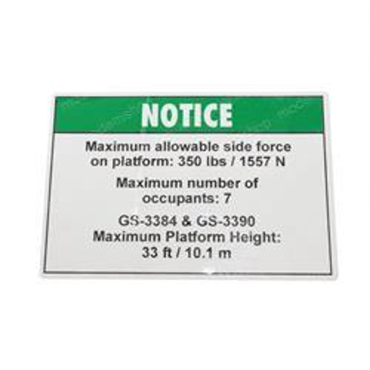82211: Aftermarket Genie Decal Notice Side Force Ansi