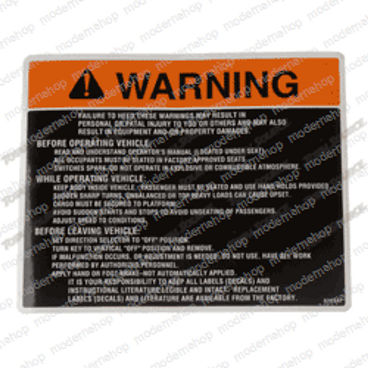 825387: E-Z-Go DECAL - WARNING