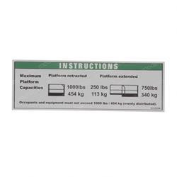82726: Aftermarket Genie Decal - Max Load 1000 Lbs