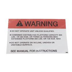 8405: Aftermarket MEC (Mayville Eng) Decal - Capacity 800LBS