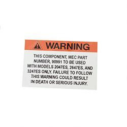 90992: Aftermarket MEC (Mayville Eng) Decal - Warning