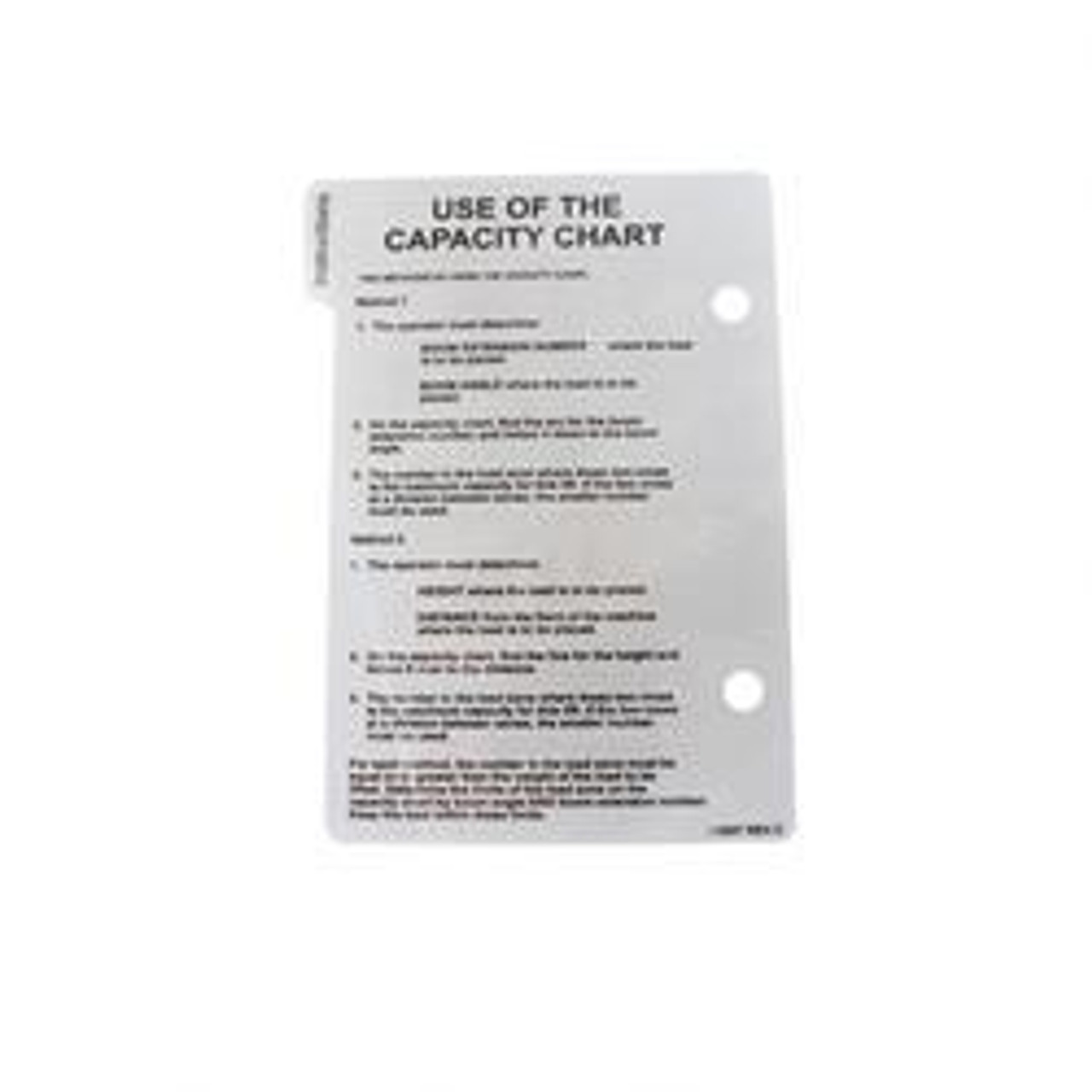 91513207: Aftermarket Jlg Decal Capacity Load Chart 91513207: Aftermarket Jlg Decal Capacity Load Chart