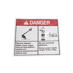 97579: Aftermarket Genie Decal Danger Tip-over Welder