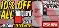 SPECIAL ALERT: 10% Off All Fleetguard Orders