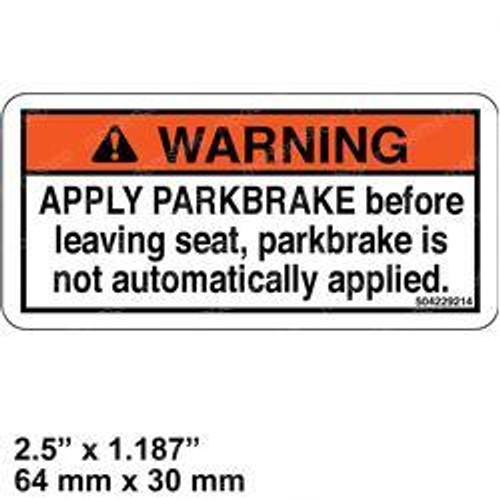 220017235: Aftermarket Yale Forklift Decal - Park Brake Warning