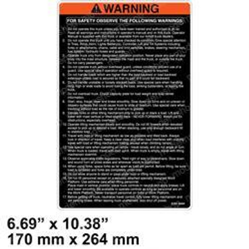 800135076: Aftermarket Totalsource Decal - Warning 800135076: Aftermarket Totalsource Decal - Warning