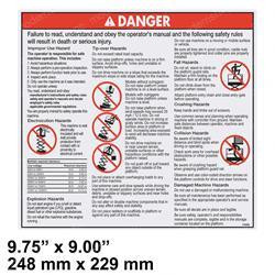 114386: Aftermarket JLG Decal - Danger-gen Safety