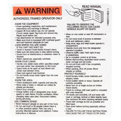 1490573: Aftermarket Hyster Forklift Op Warn Label