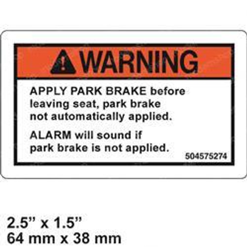 2309799: Aftermarket Hyster Forklift Decal - Apply Parking Brake