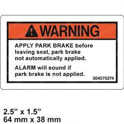 2309799: Aftermarket Hyster Decal - Apply Parking Brake