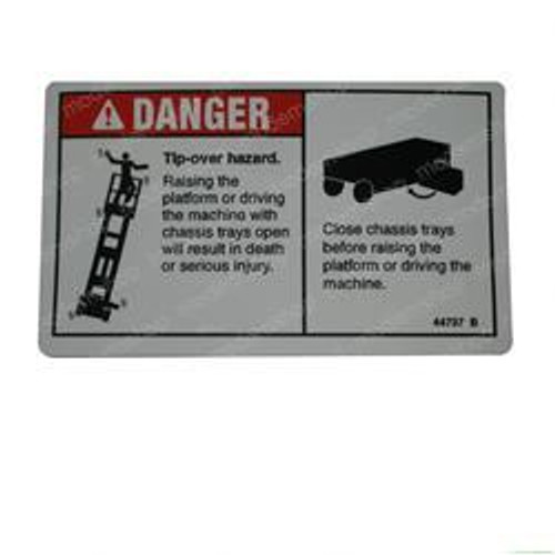 44737: Aftermarket Genie Decal Danger Tip-Over Trays 44737: Aftermarket Genie Decal Danger Tip-Over Trays
