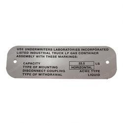 1501258: Aftermarket Hyster Name Plate - Lp Tank