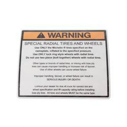 4612320: Aftermarket Hyster Decal - Warning Radial Tires