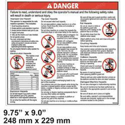 1000042: Aftermarket Jlg Decal - Danger General Safety