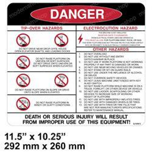 105672: Aftermarket Skyjack Decal - Danger 105672: Aftermarket Skyjack Decal - Danger
