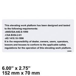 129999AB: Aftermarket Skyjack Decal - On/off Slab ANSI99/CS