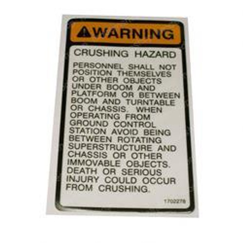 1702278: Aftermarket Gradall Decal - Crush Hazard