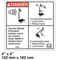 33952: Aftermarket Genie Decal - Danger Tilt Alarm