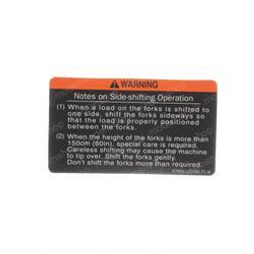 57892-U2100-71: Aftermarket Toyota Forklift Decal - Caution Plate 57892-U2100-71: Aftermarket Toyota Forklift Decal - Caution Plate