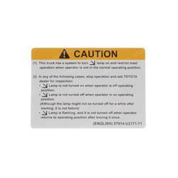 57914-U2171-71: Aftermarket Toyota Plate - Caution