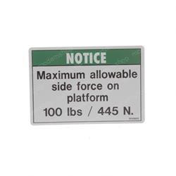 72171: Aftermarket JLG Decal - Max Load 100 Lbs