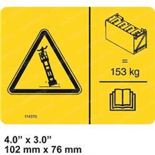 114370: Aftermarket Genie Decal - Tip Over Hazard 114370: Aftermarket Genie Decal - Tip Over Hazard