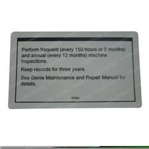 27003: Aftermarket Genie Decal - Perform Inspections 27003: Aftermarket Genie Decal - Perform Inspections
