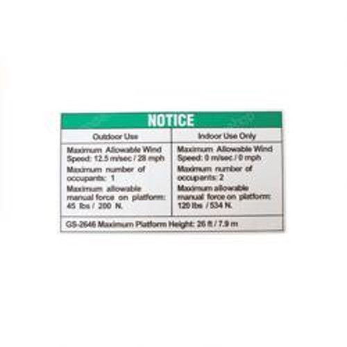 78026: Aftermarket Genie Decal Notice Side Frc 2646 Au