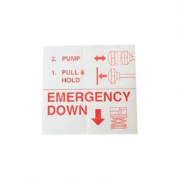 8866: Aftermarket Mec (Mayville Eng) Decal - Emergency Down