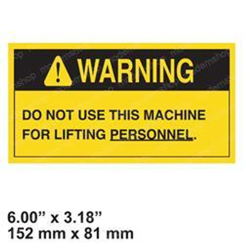 91043215: Aftermarket Jlg Decal - Lift Personnel Wrn