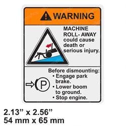 1706767: Aftermarket JLG Decal Vehicle Roll Away