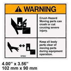 97664: Aftermarket Genie Decal Warn Crush Haz Moving Pt