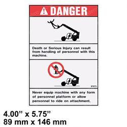 97673: Aftermarket Genie Decal Danger No Riders