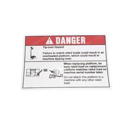 1000262: Aftermarket Genie Decal Danger Tip Over Plat