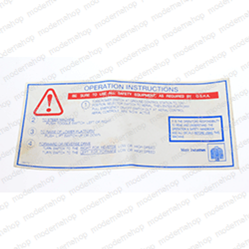 130173: Marklift DECAL - OPERATION INSTRUCTIONS
