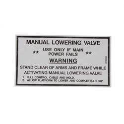 1701437: Aftermarket JLG Decal Manual Lowering