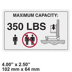 1703783: Aftermarket JLG Decal - Max Capacity 350LBS